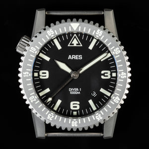 ARES® DIVER-1 Mission Timer® with Date in Bead Blasted Stainless